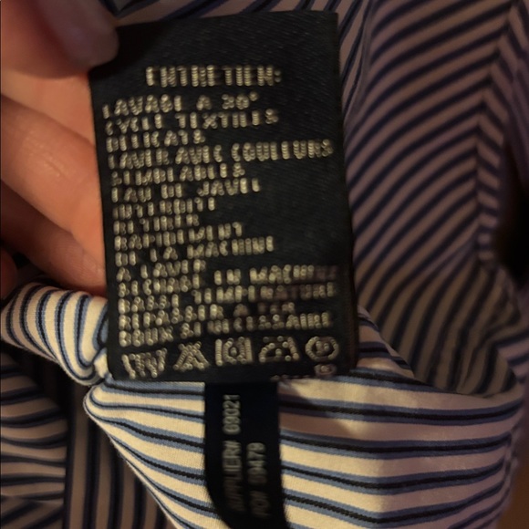 Ralph Lauren Sport Blue White Stripe Tie Front Blouse Button Down Top Sz 4 - Picture 12 of 12